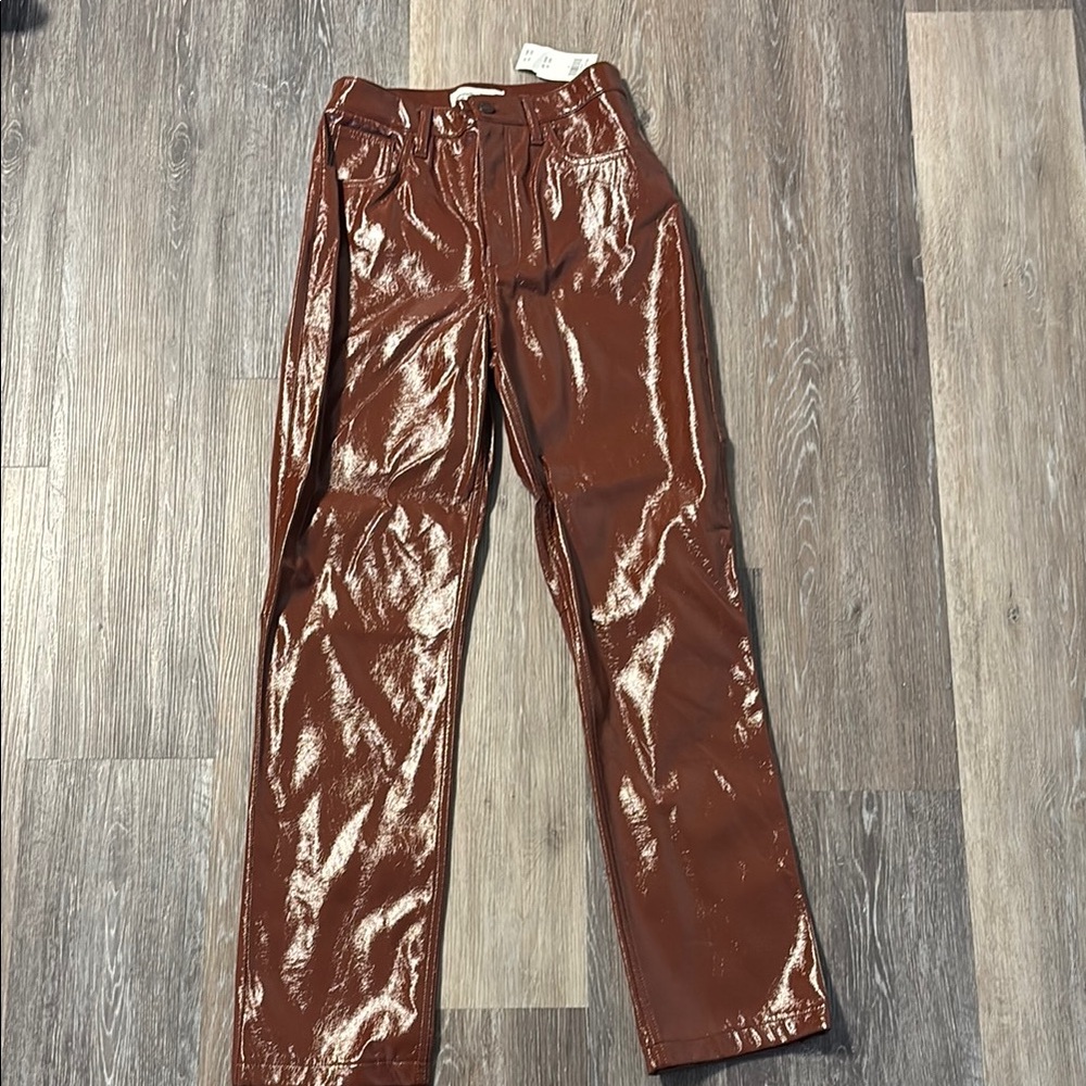 Abercrombie & Fitch Glossy Brown Pants NEW WITH TAGS